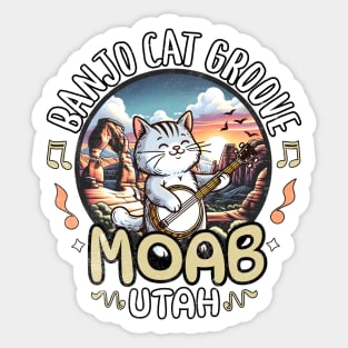 MOAB Utah Arches with Banjo Cat Groove Sticker